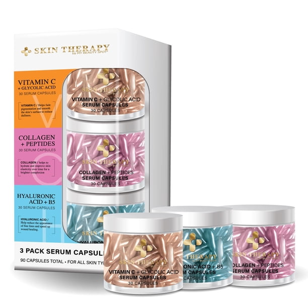 Cápsulas de sérum My Beauty Spot Facial, paquete de 3 unidades, 90 unidades de vitamina C, ácido hialurónico y colágeno