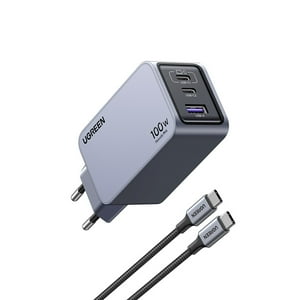 Cargador Gan Tech Fast Slim 100W 2 Usb-C / Usb-A + Cable Usb-C/Usb-C 1.5M 100W Max Ugreen X757