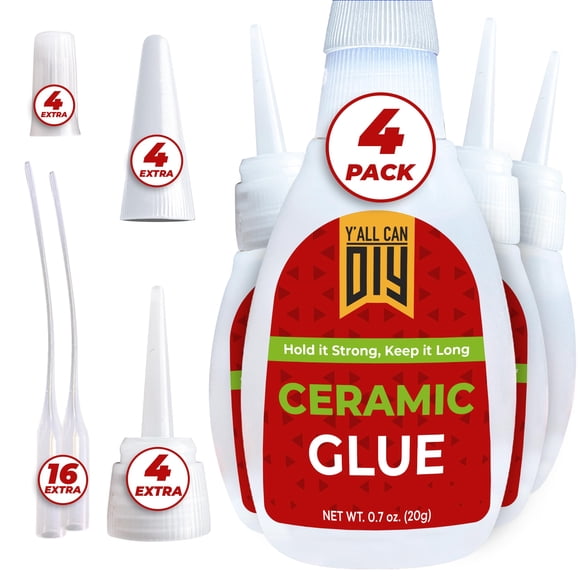 Pegamento para Cerámica Y'allCanDiy Pack de 4 x 20 g Impermeable para Reparación