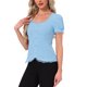 thumbnail image 4 of INSPIRE CHIC Camisa Victoriana para Mujeres Regreso a Clases Cuello de Corazón Manga Abullonada Halloween Blusa Gótica con Cordones L Azul Cielo, 4 of 6