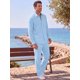 thumbnail image 4 of INSPIRE CHIC Conjunto de 2 Piezas de Lino Camisa de Manga Larga Pantalones con Cordón M Azul, 4 of 5