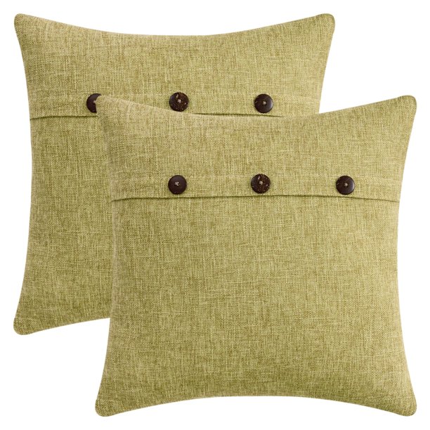 Funda de Cojines REGALWOVEN con Triple Botón Decorativo Fundas de Almohada Oblongas para Sofá Cama Verde 18" x 18"