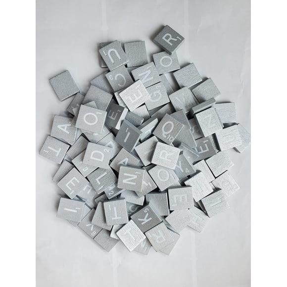 Set de 100 Fichas de Madera para Scrabble Planet Xpress Plateado Metálico