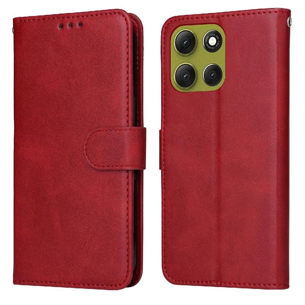 Funda Billetera para Motorola Moto G86 con Porta Tarjetas y Soporte Ajustable Rojo