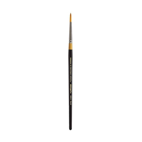 Pincel redondo KINGART Premium Original Gold 9000-4, pelo sintético Taklon dorado, mango corto, para pintura acrílica, acuarela, óleo y gouache, tamaño 4