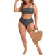 thumbnail image 3 of Agnes Orinda Conjunto de Bikini de Dos Piezas para Mujer Talla Grande de Escuela Colegio con Cintura Alta Ajustable Control de Abdomen Realce para Vacaciones en la Playa Talla 1X Negro, 3 of 6