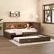 thumbnail image 3 of Full Size Wood Daybed with Storage Shelves, USB, LED, and Trundle, Antique Wood Color, 3 of 3