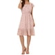 thumbnail image 1 of INSPIRE CHIC Vestido Midi Floral para Mujer Cuello Cuadrado Mangas Cortas con Volantes Dobladillo con Volantes Vestido de Invitada de Boda de Verano Rosa Blanco S, 1 of 5