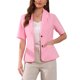 thumbnail image 1 of INSPIRE CHIC Blazer de algodón y lino de manga corta de verano para mujer de Halloween, casual de negocios para oficina y uso casual S Rosa, 1 of 6