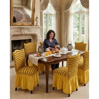 Mylhogar - Set De 6 Fundas Turkas Con Falda Para Sillas Con Diseño De Lineas