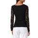 thumbnail image 3 of INSPIRE CHIC Blusas Casuales de Manga Larga de Encaje con Malla Ajustada y Cuello en V Floral para Mujer L Negro, 3 of 5