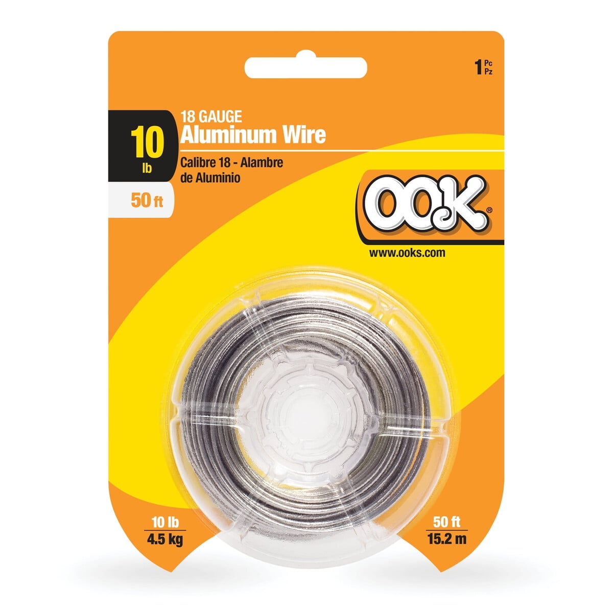 Alambre Aluminio Ook 18 Gauge 50ft 10lb Plata Rollo