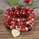 thumbnail image 1 of Heart Charm Beads Layered Bracelet Set Pompomia Bracelet Charm Vintage Jewelry Valentine's Day Gift, 1 of 5
