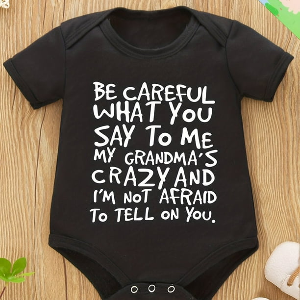 Newborn Infant Short Sleeve Romper "BE CAREFUL" Print Crew Neck Bodysuit Onesies For Baby Girls Toddler Summer Clothes