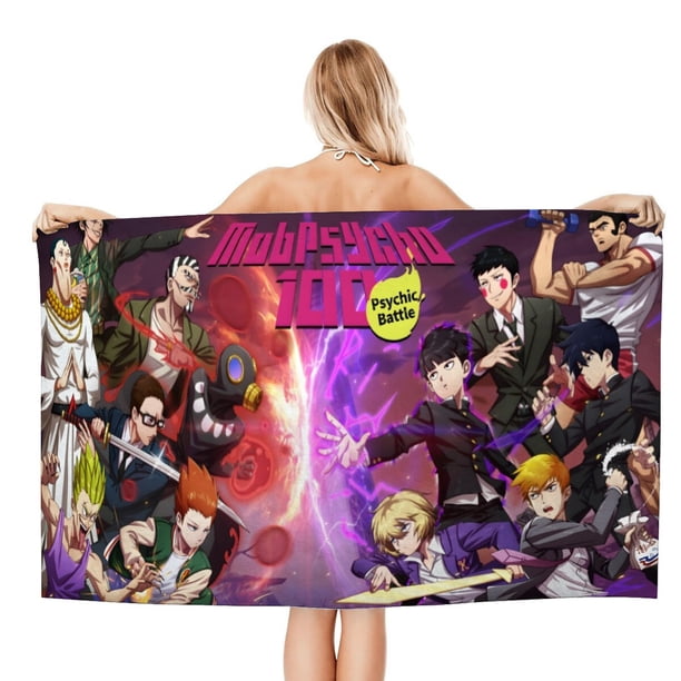 Mob Psycho Toalla de playa de secado rápido con diseño temático, regalo para mujeres y niñas, ideal para cumpleaños, fans, amantes de la música, uso en la playa o al aire libre, 78 × 150 cm