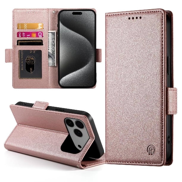 Funda Cartera Magnética con Tarjetas y Soporte para iPhone 17 Pro Max Rosa