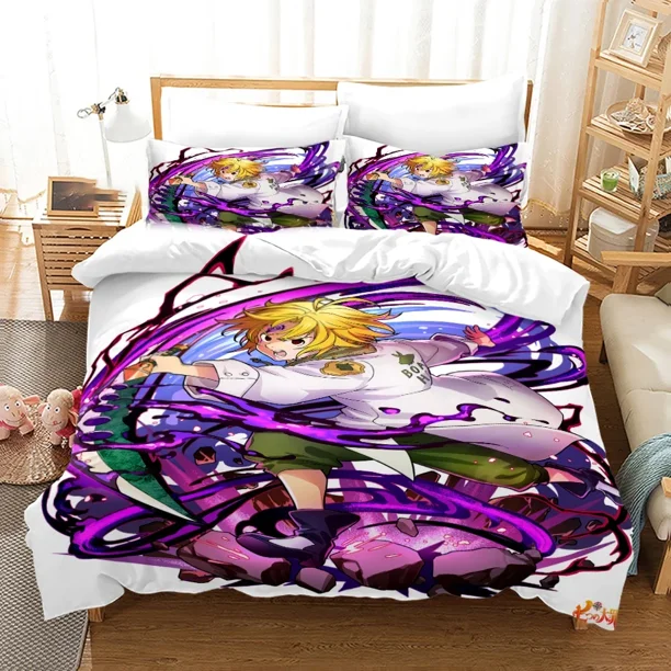 ed Seven Deadly Sins Bedding Set Meliodas Duvet Cover Double Adult Kid Bedclothes Quilt Cover Bed Sheets