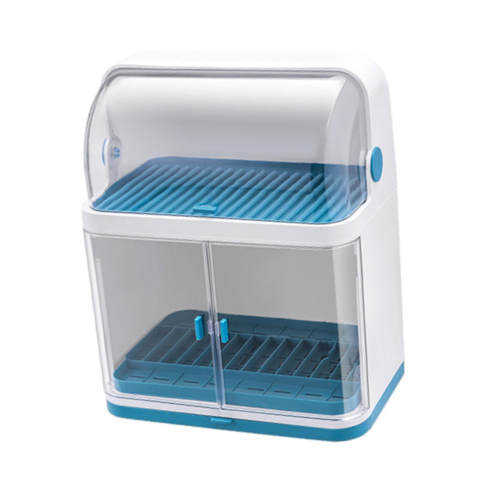 Magideal - Organizador De Caja De Secado De Platos, Fácil De Limpiar, Multifunción, 2 Niveles, Caja De Almacenamiento De Vajilla, Gabinete De Almacenamiento Para