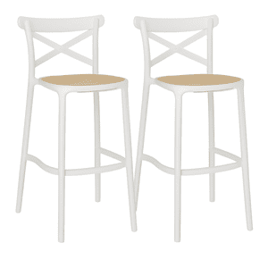 Moboi - Pack 2 Taburetes Crossback Danubio Piso De Bar O Terraza 66Cm Blancos