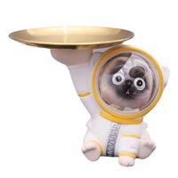 Magideal - Estatua De Astronauta Pug Con Bandeja, Perro, Decoración Del Hogar, Manualidades, Adorno, Escultura De Animal, Estatuilla Para Gabinete, Dormitorio, , Blanco