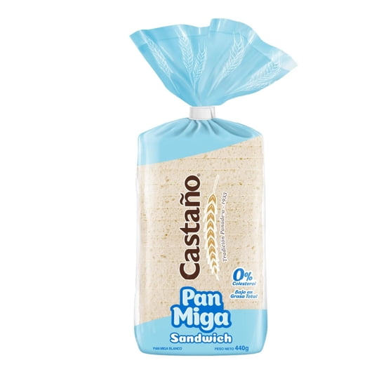 Pan De Molde Sin Orillas Miga Sándwich 440 g Castaño