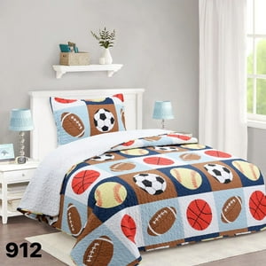 Genérico - Cubrecama Quilt Sherpa 1 1/2 Plazas - Mundo Balones M912