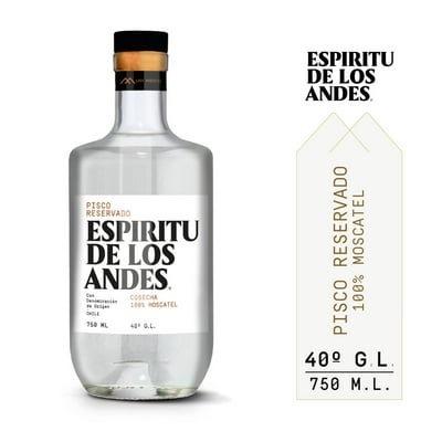 Pisco Reservado 40° Botella 750 Ml Espíritu De Los Andes