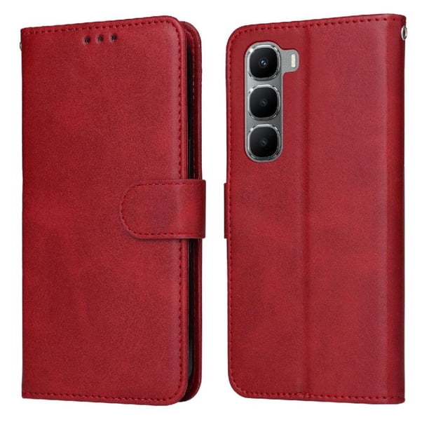 Funda Billetera para Infinix Hot 60 4G con Porta Tarjetas y Soporte Ajustable Rojo