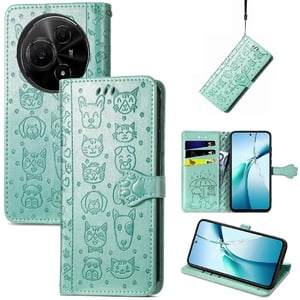 Funda Cartera Foxdock Para Tcl 60 Nxtpaper 4G , Flip Pu Con Relieve De Gatos Y Perros, Tarjetero Y Soporte