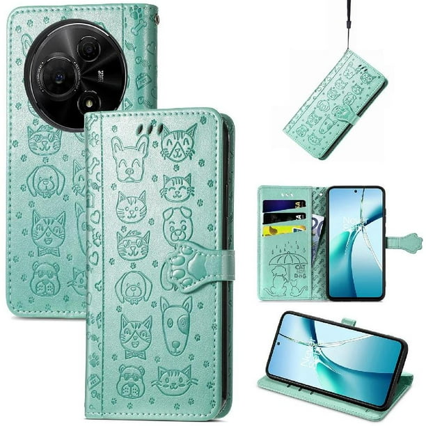 Funda Cartera FOXDOCK para TCL 60 NxtPaper 4G , Flip PU con Relieve de Gatos y Perros, Tarjetero y Soporte