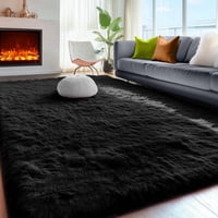 Alfombra Pagisofe, Esponjosa, Negra, 120 X 180 Cm, Moderna, Para Dormitorio