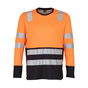 T-World - Polera Hibrida Hi-Vis Bi Color Manga Larga Hombre Naranjo Gris