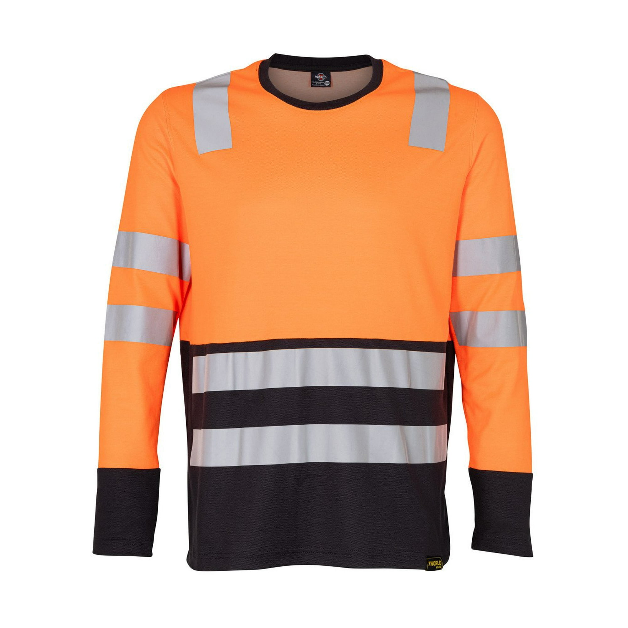 T-world - Polera Hibrida Hi-vis Bi Color Manga Larga Hombre Naranjo Gris