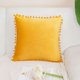 thumbnail image 1 of Funda de Almohada de Terciopelo PiccoCasa con Pompones para Sofá Cama 1PCS Amarillo Dorado 16x16 Pulgadas, 1 of 7