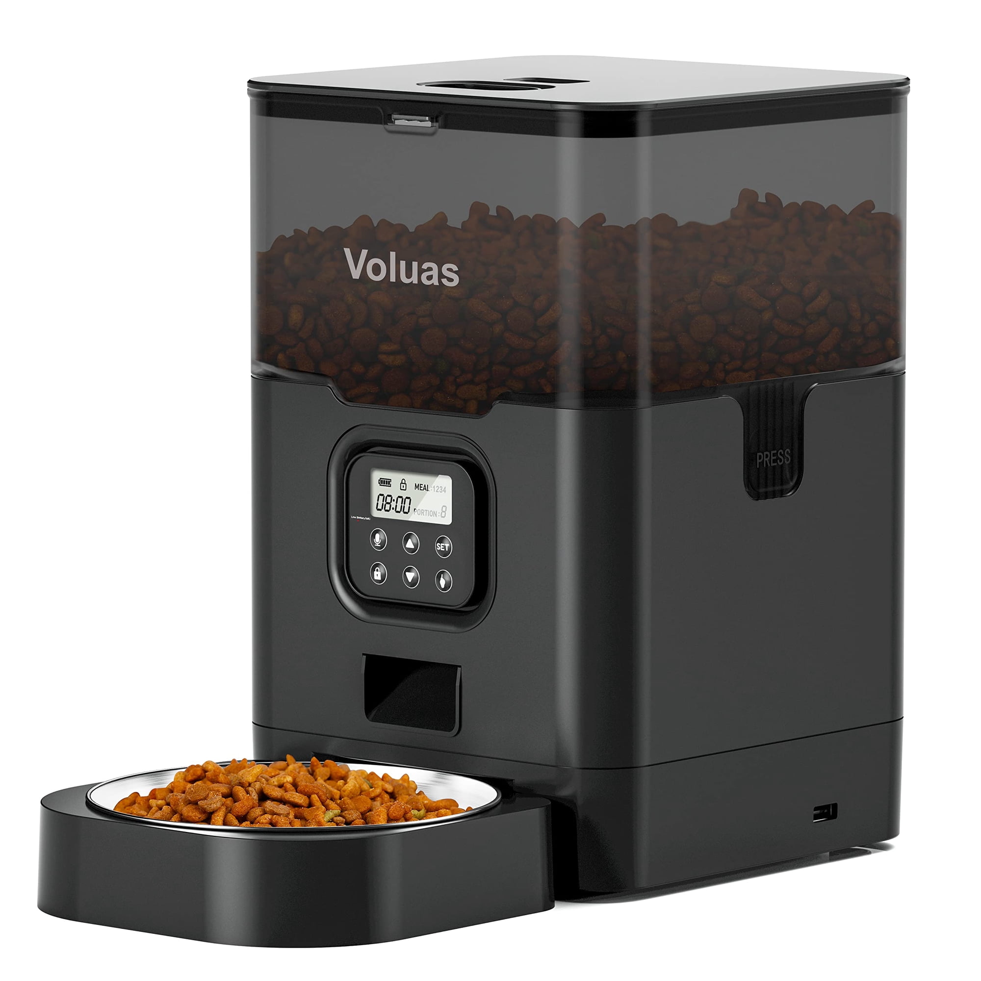 Comedero Automático Para Gatos Voluas Dry Food Con Temporizador Para 4 Comidas Al Día