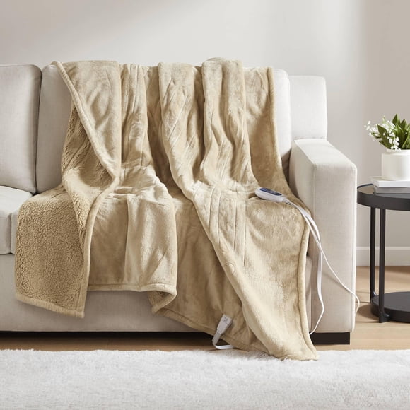 Manta eléctrica Beautyrest con calefacción, suave y cálida, color beige