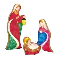 Ioensy - Letrero De La Sagrada Familia En 2D Con Luces Para Manualidades Navideñas Al Aire Libre Y En El Patio.