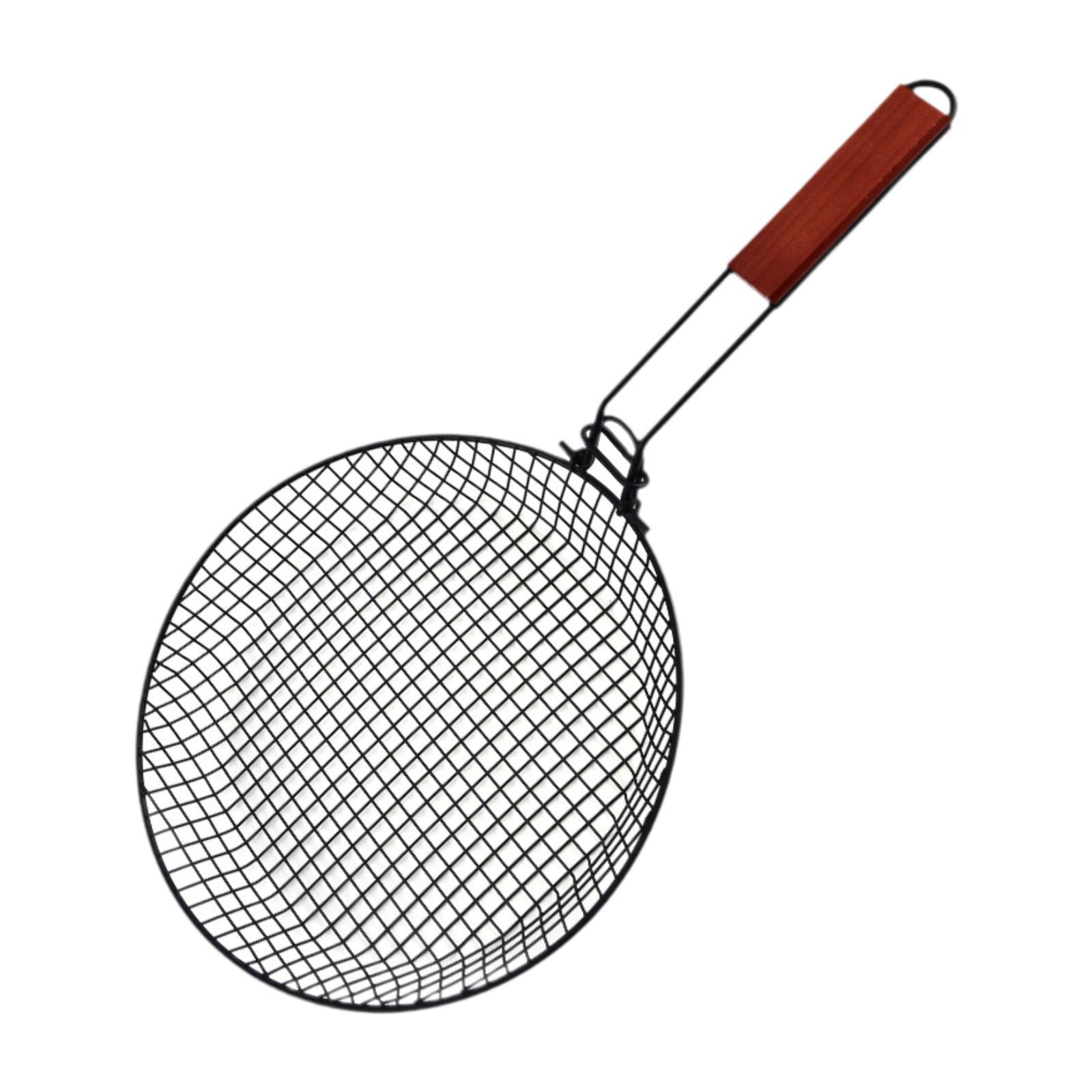 Magideal - Cesta Plegable Para Parrilla, Accesorios Para Barbacoa Para Acampar Al Aire Libre, Redonda, Fácil De Colgar, Color Negro, Hierro, Cesta Para Barbacoa,