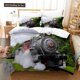 thumbnail image 1 of v1320 Bed Sheets Steam Engine Duvet Cover Set Black Smoke Vintage Locomotive Train Picture King Queen Size For Kid Boy Girl Polyester Bedding Set 3-Piece Bedding Set (1 Duvet Cover + 2 Pillow Shams) B, 1 of 5