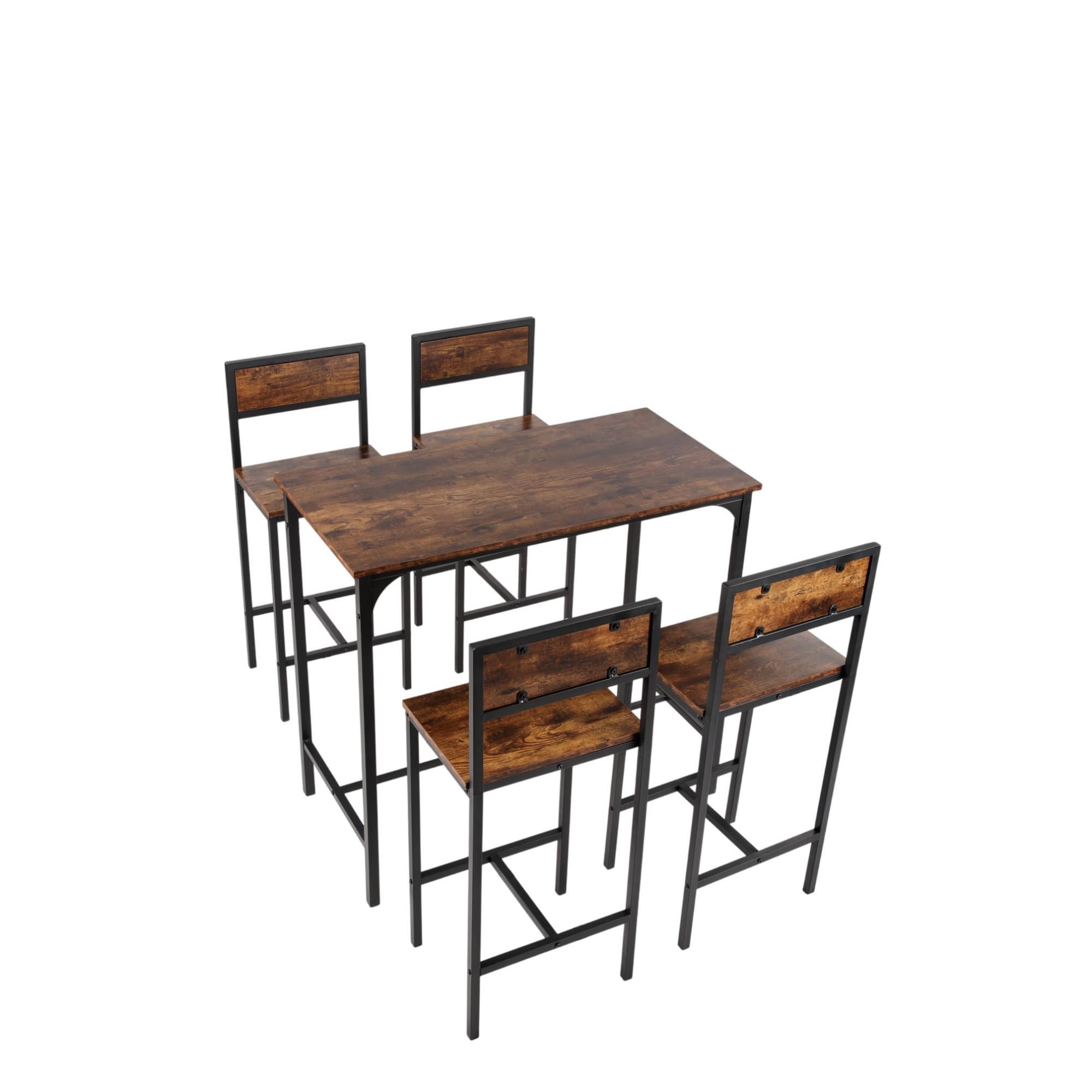 Mainstays - Juego Comedor Evgen 4 Sillas Café Walnut - Blanco