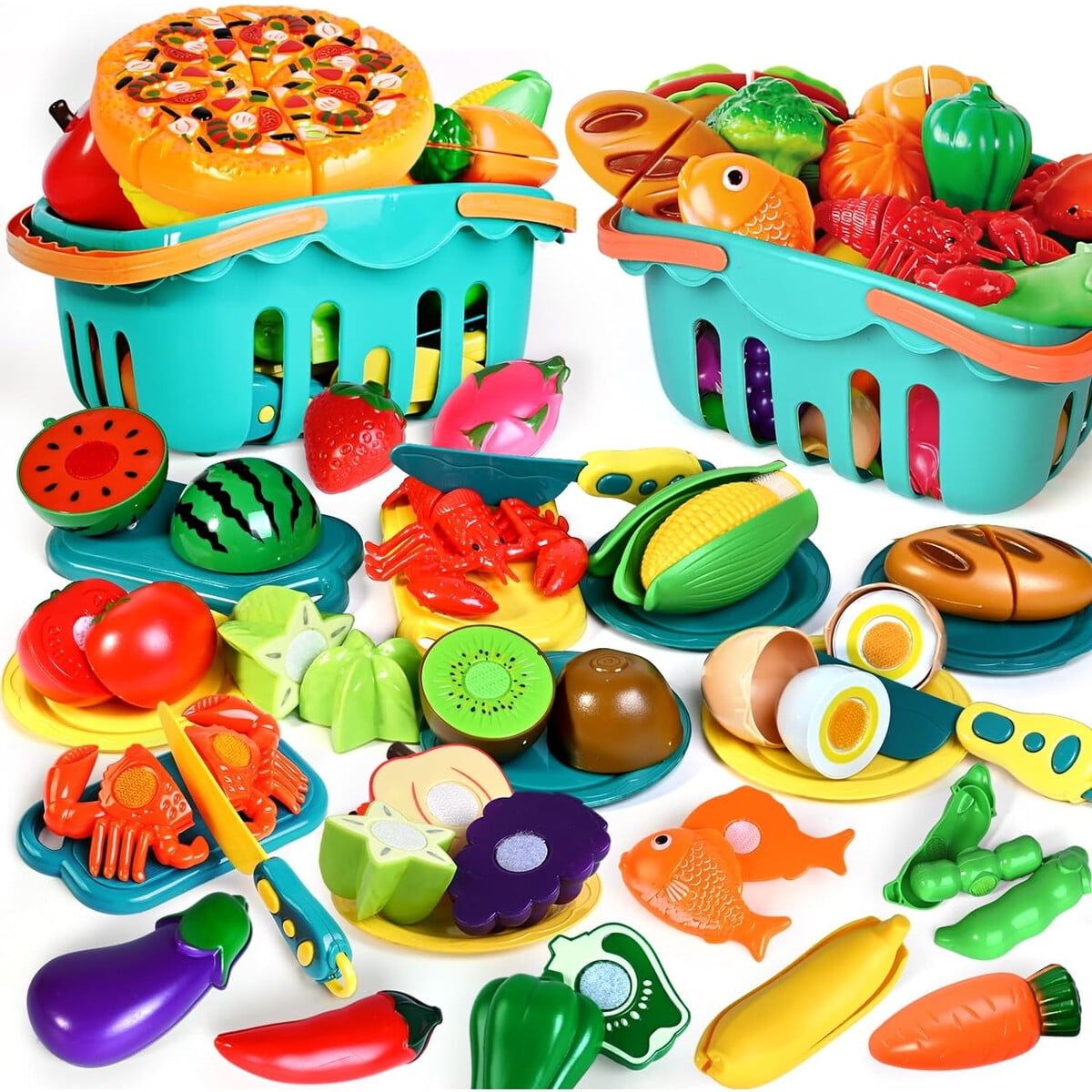 Genérico - Set Comida Juguete 100 Piezas Cocina Infantil Con Canastos
