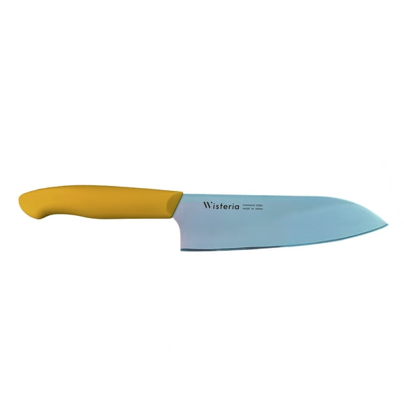 Cuchillo Santoku hoja de 17 cm mango color amarillo