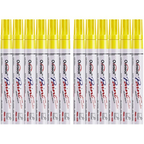 Bolígrafos de pintura Lesun Yellow, 12 unidades, impermeables a base de aceite