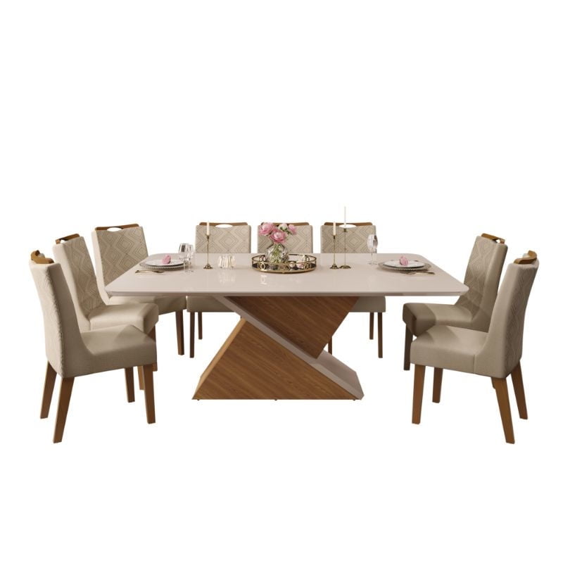 Di Poretti Design - Comedor Stela 8 Sillas 200X100X82 Cm Beige