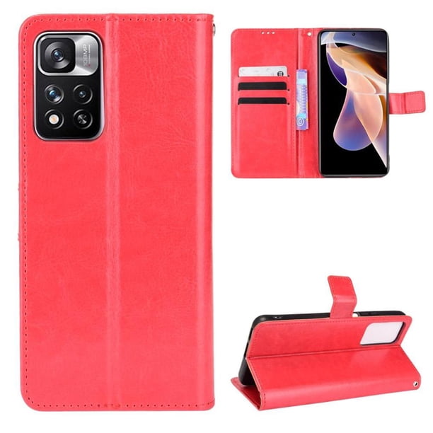 Funda tipo libro para Xiaomi Poco X4 NFC, cartera todo‑en‑uno, funda multifuncional con tarjetero y correa de muñeca desmontable
