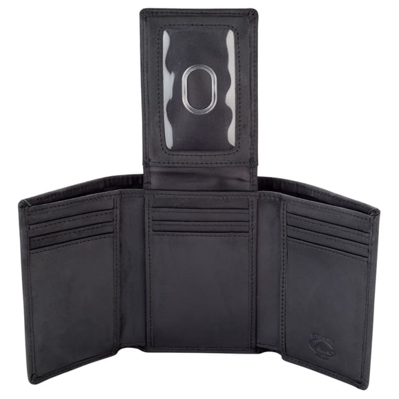 Monedero Stealth Mode de piel triple con bloqueo RFID negro para hombre