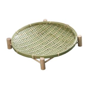 Magideal - Bandeja De Bambú Bandeja De Almacenamiento De Vegetales Canasta De Canasta De Fruta Redonda Extraíble Canasta Tejida Para El Desayuno De Verduras De C 30Cm