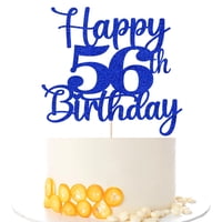 Decoración Para Tartas Kaoenla Happy 56Th Birthday 56 Años Con Purpurina Azul