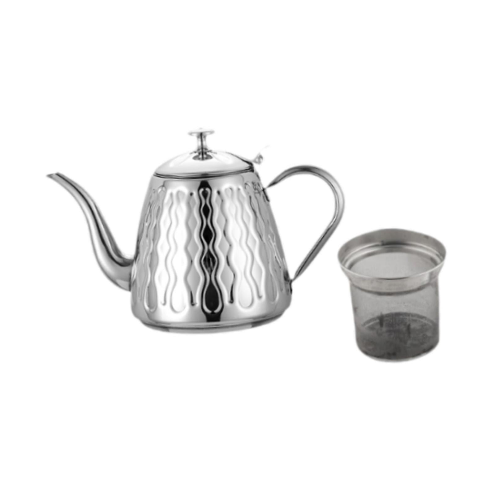 Magideal - Tetera De Acero Inoxidable Para Té, Tetera De 1,5 L Para Estufa, Para Acampar, Interior, Exterior, Estufas Eléctricas De Cerámica, Cocina De Inducción Plata