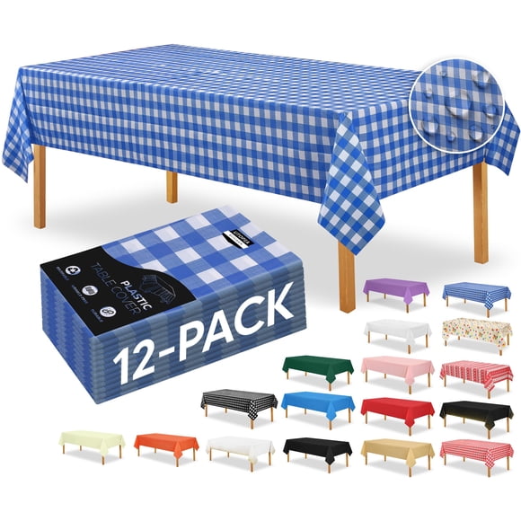 Utopia Kitchen Paquete de 12 manteles de plástico impermeable 137x274 cm